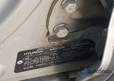 2003 Hyundai Santa Fe Gls/Lx из США, поврежденный, VIN KM8SC13D73U373131